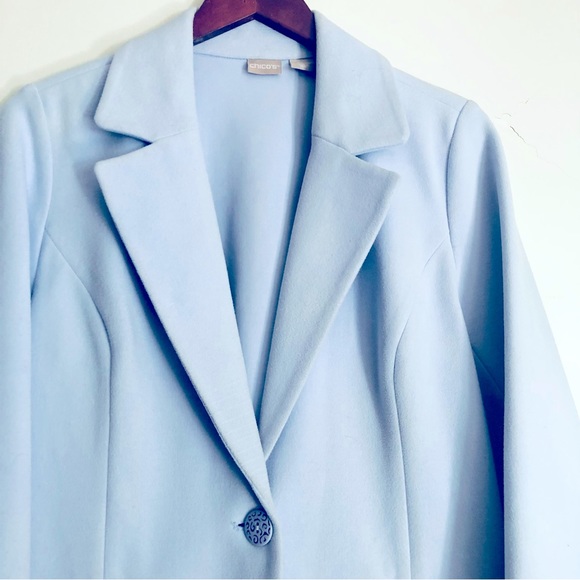 Chico’s Powder Blue Coat Size M - Picture 6 of 11